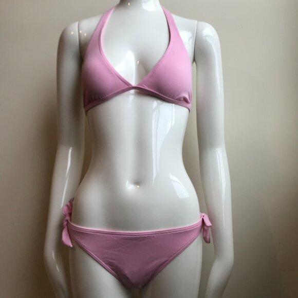 Billabong surf solid pink halter low rise bikini set - Picture 1 of 8